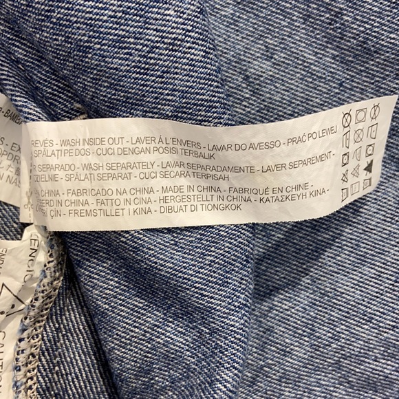 COPY - Zara Blue Oversized Denim Jacket with Gingham Ribbon Detail - Picture 11 of 15